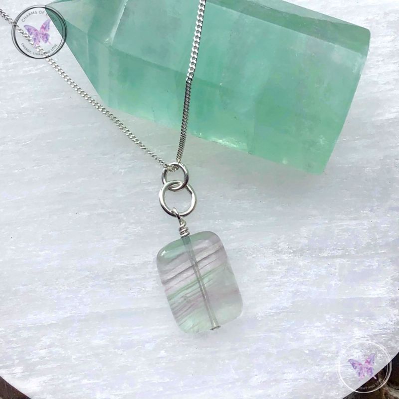 Fluorite Rectangle Pendant Necklace